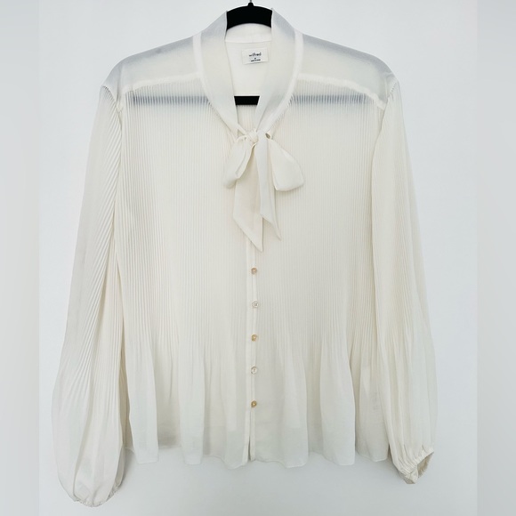 Aritzia Wilfred Cream Neck-Tie Blouse in Size Medium - Picture 1 of 3